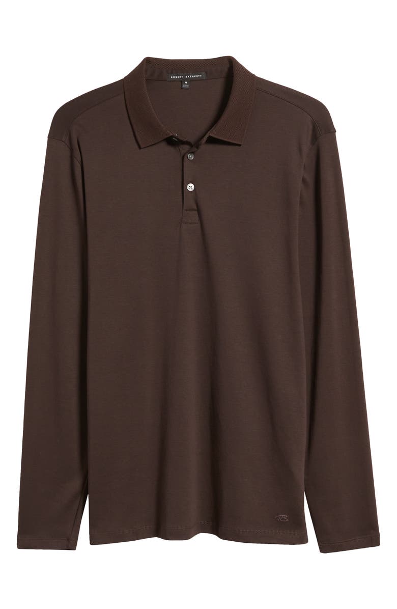 Robert Barakett Georgia Long Sleeve Polo, Alternate, color, Chocolate