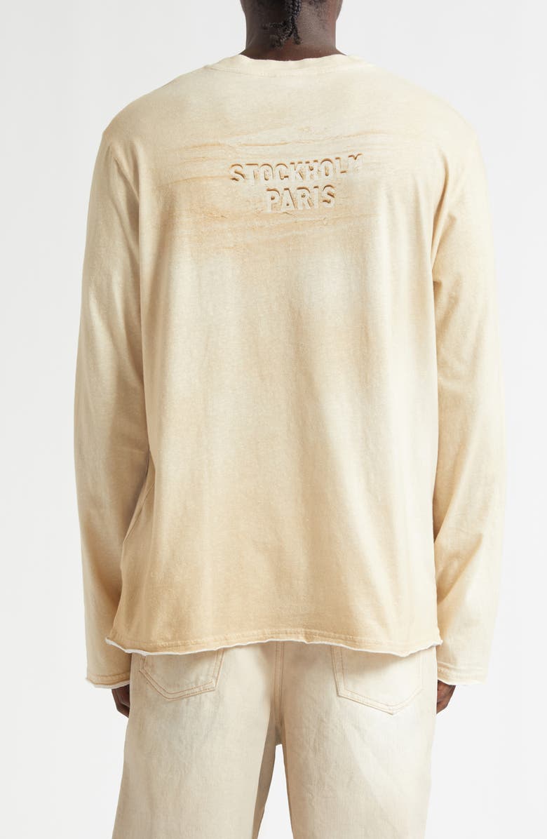 Acne Studios Logo Long Sleeve Organic Cotton Graphic T-Shirt, Alternate, color, Sand Beige