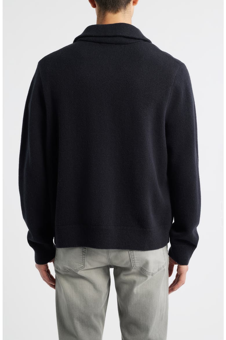 Half Zip Wool & Cotton Sweater, Alternate, color, BLACK