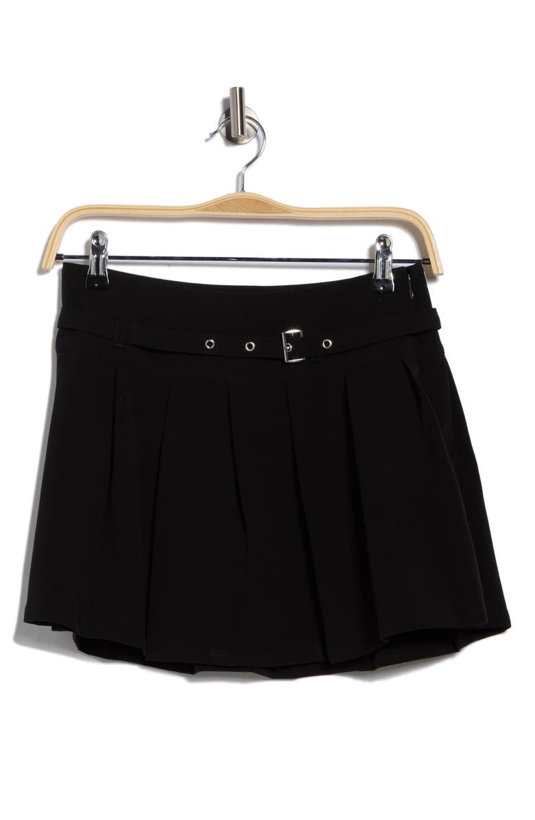 Leith Pleated Belted Miniskort, Alternate, color, Black