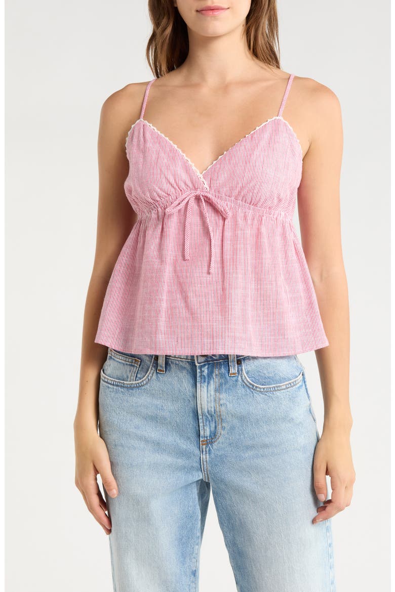 Crochet Trim Babydoll Tank, Main, color, RED
