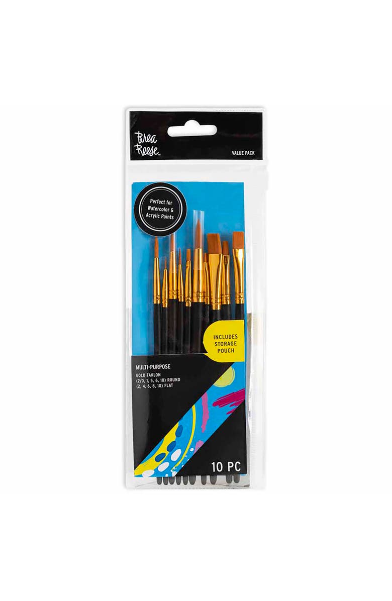 Brea Reese Brush Set Value Pack 10Pc Gold Taklon Bristles, Main, color, Gold