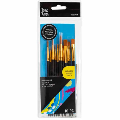 Brush Set Value Pack 10Pc Gold Taklon Bristles