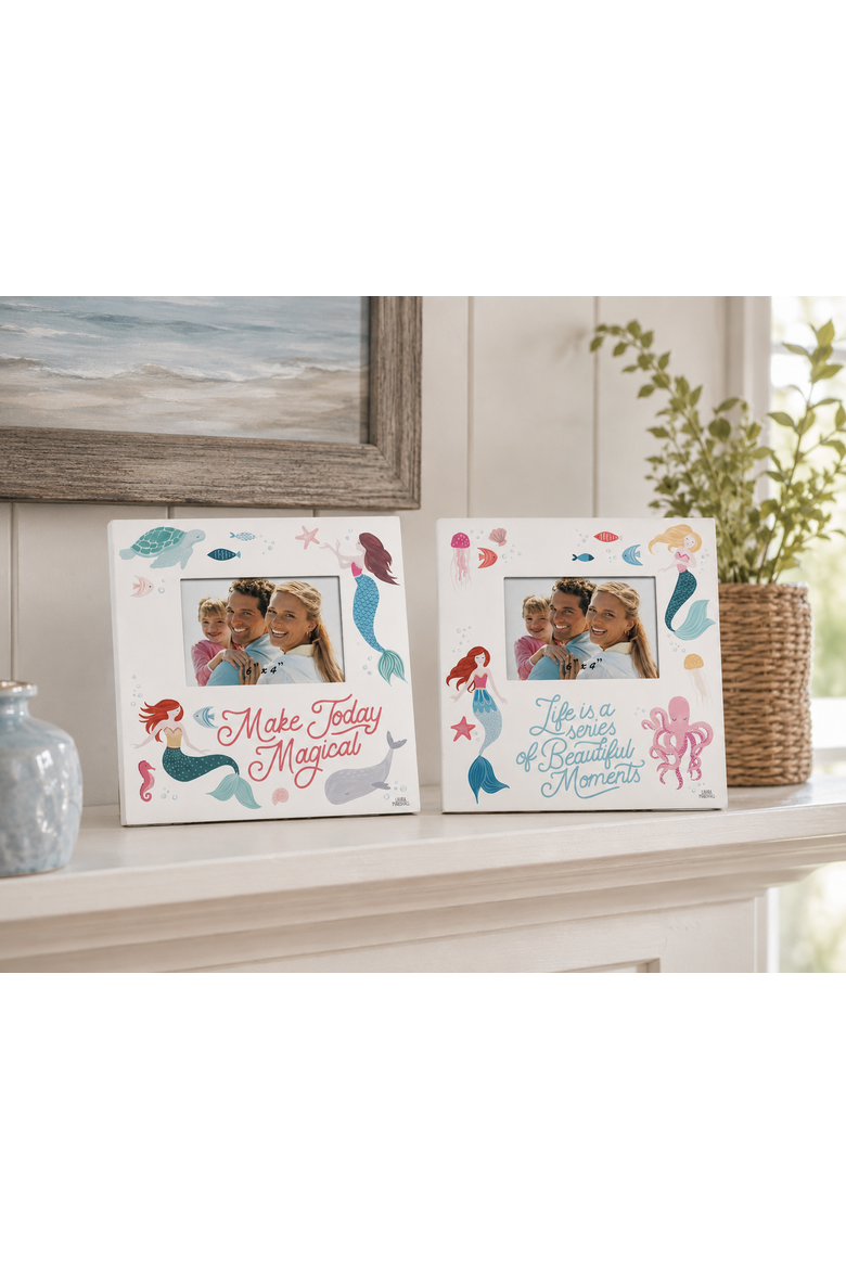 Mermaid Wooden 4x6 Photo Picture Frames Assortment of 2, Alternate, color, White