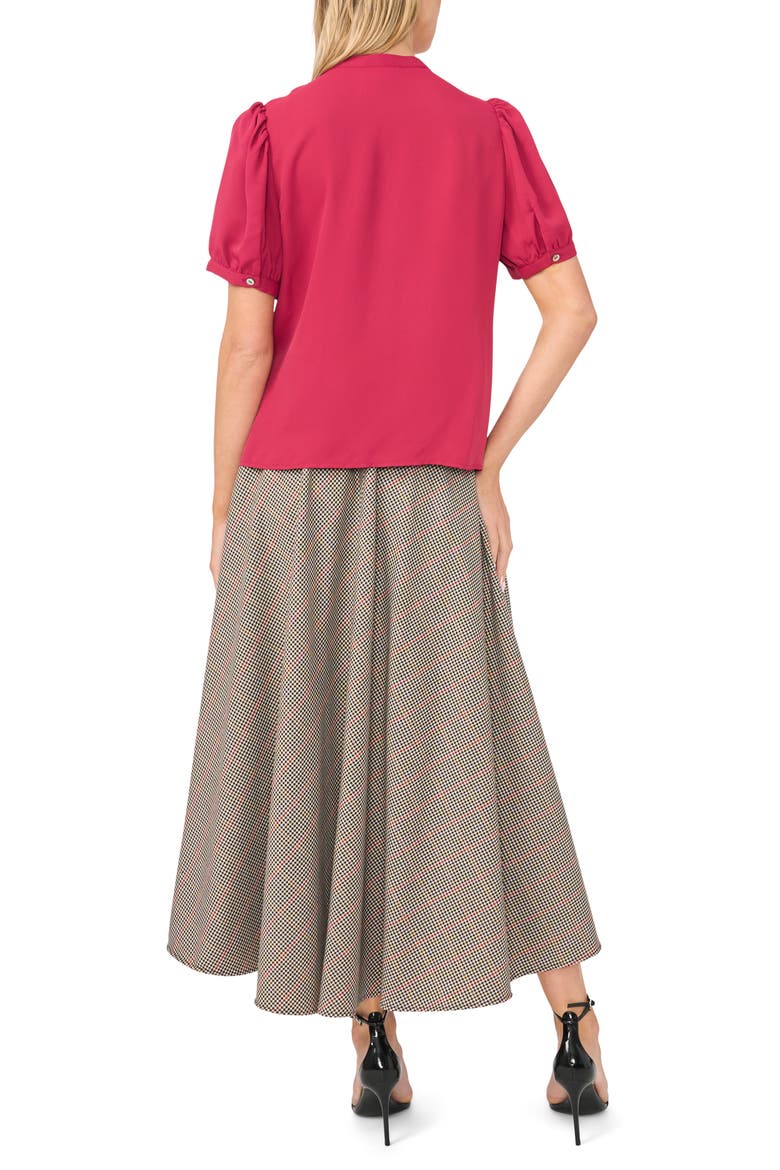 Puff Sleeve Button-Up Top, Alternate, color, DEEP CHERRY