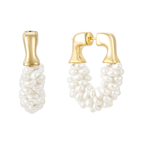 Untamed Petals Chateau Pearl Hoops In Gold