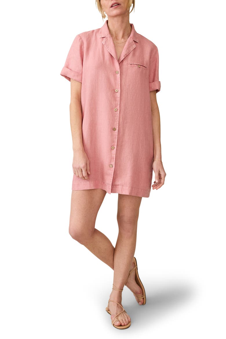 Paradise Point Linen Shirtdress, Main, color, WITHERED ROSE