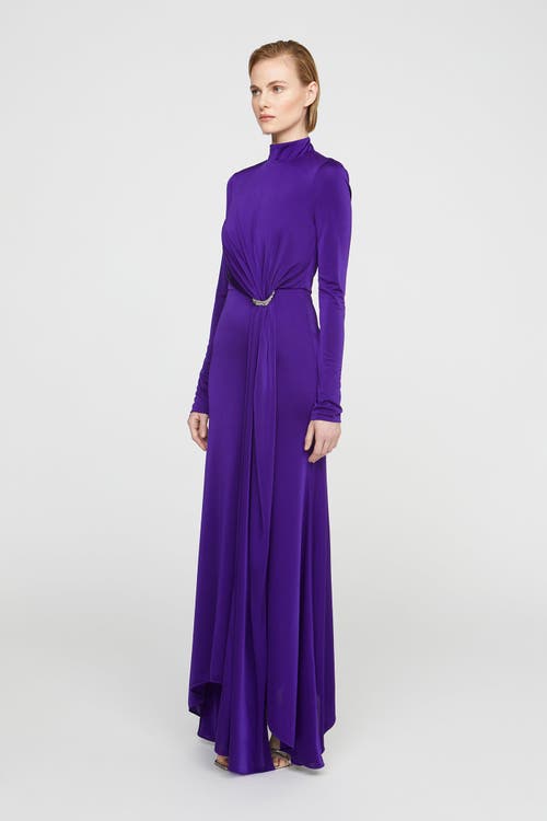 Halston Mya Long Sleeve Jersey Dress In Blue