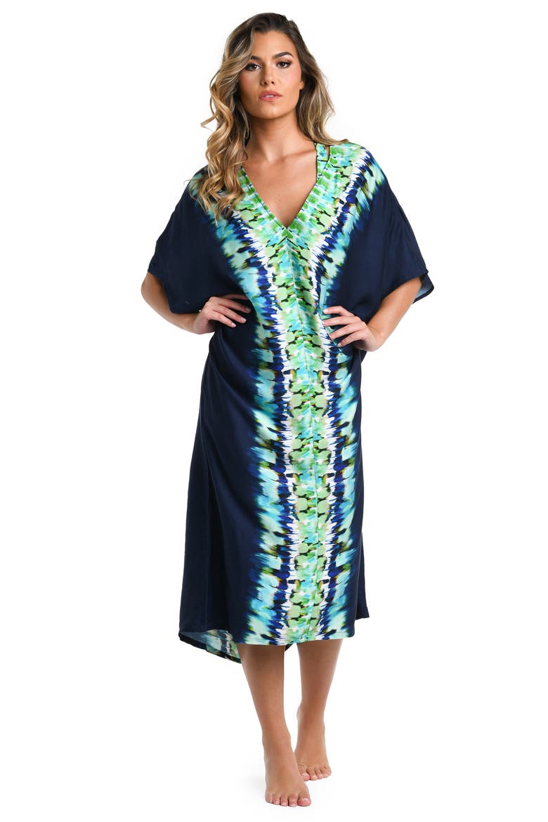 Seas Print Cover-Up Caftan, Alternate, color, INDIGO