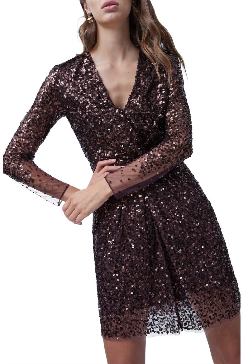 Emille Sparkle Long Sleeve Sequin Sheath Dress, Alternate, color, DECADENCE