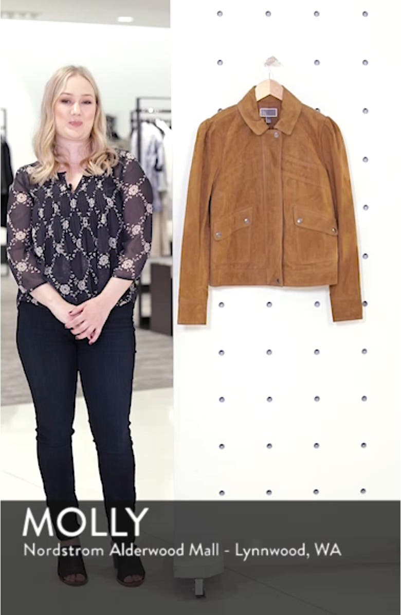 Stitch Detail Suede Jacket, sales video thumbnail
