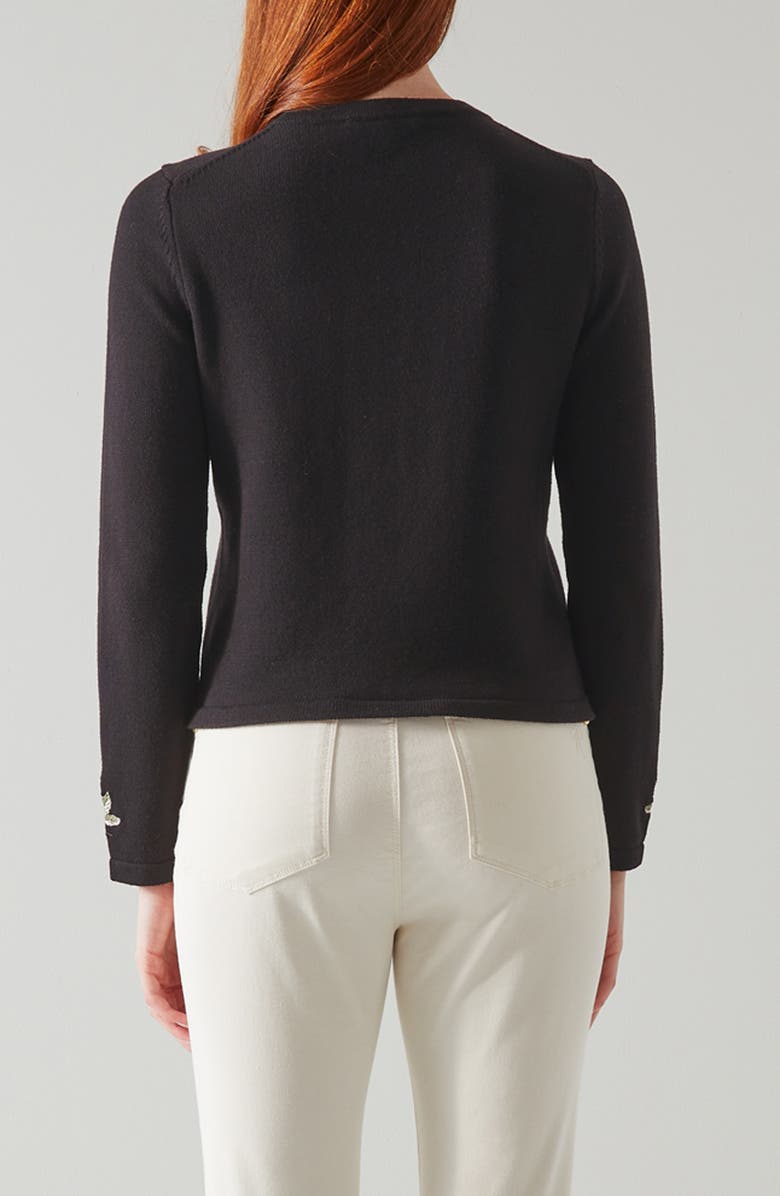 LK Bennett Monty Floral Embroidered Sweater, Alternate, color, Black