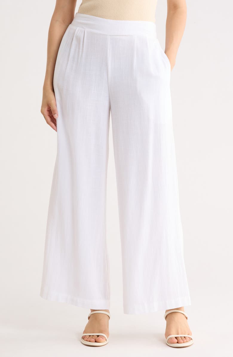 Renee C Wide Leg Pull-On Pants, Main, color, White