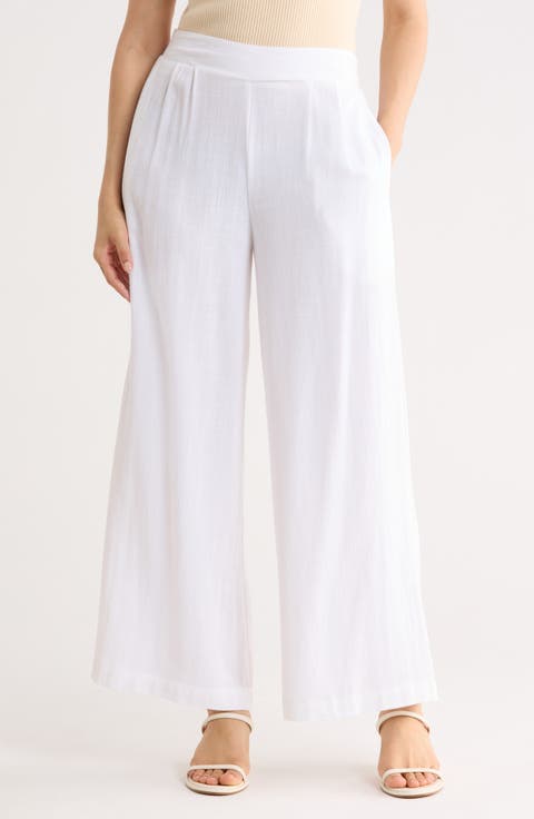 Wide Leg Pull-On Pants