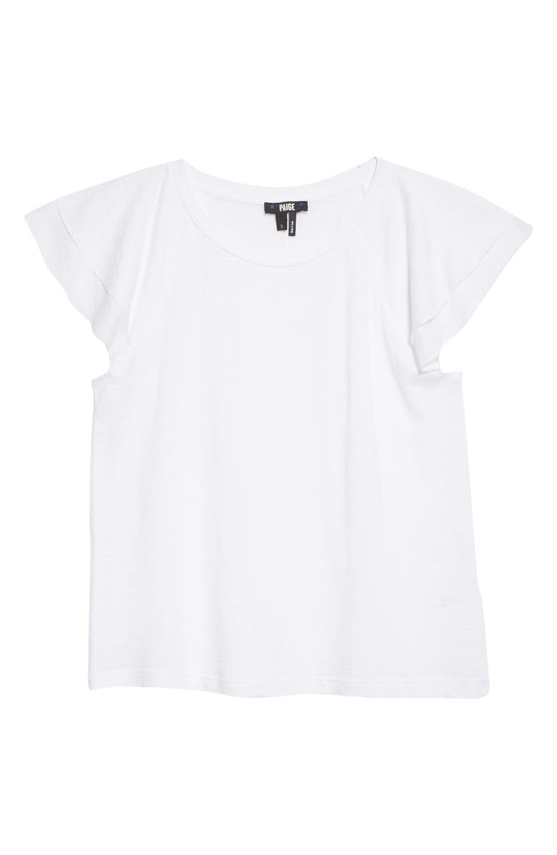 PAIGE Linnea Flutter Sleeve T-Shirt, Alternate, color, White
