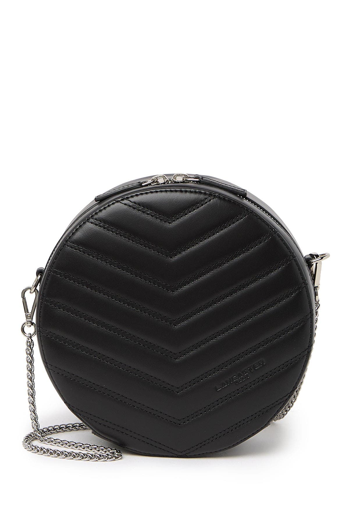 LANCASTER PARIS Small Round Quilted Leather Crossbody Bag, Main, color, 
