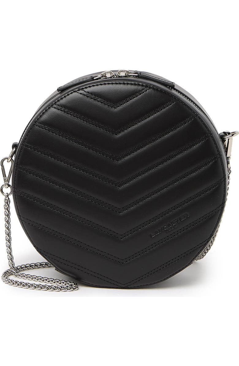 LANCASTER PARIS Small Round Quilted Leather Crossbody Bag, Main, color,