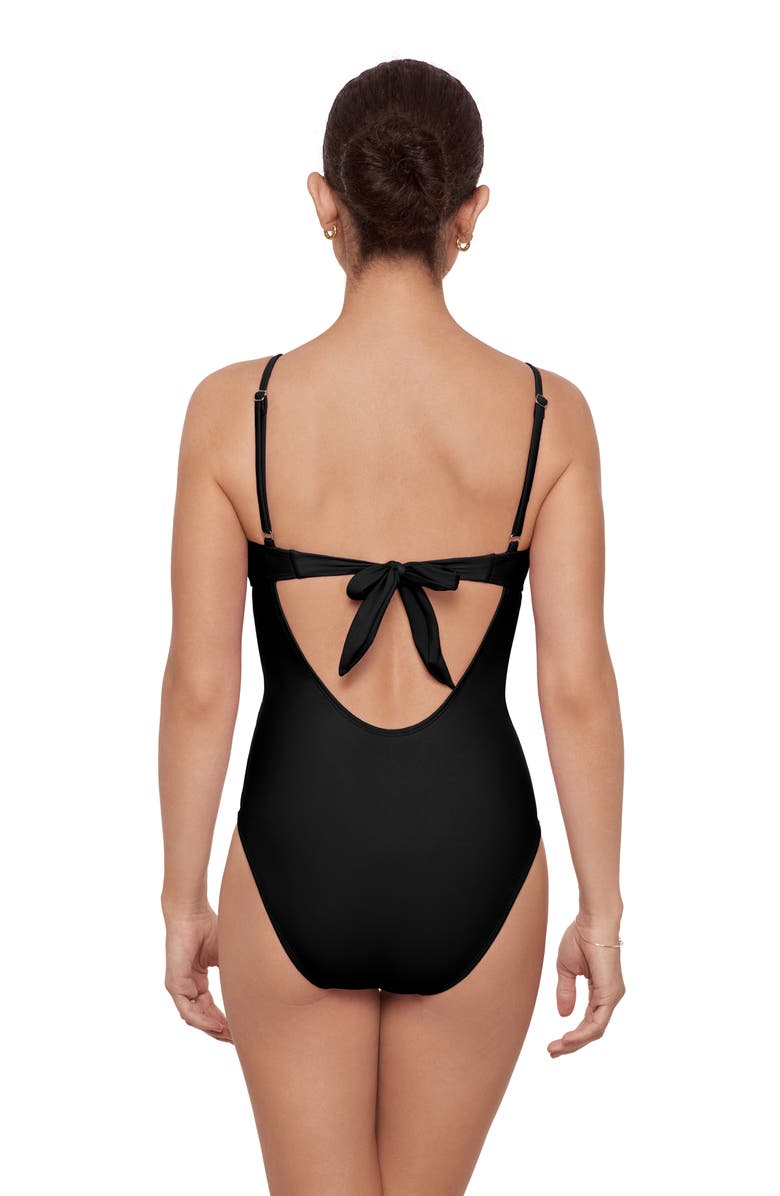 Aqua Green Scoop Neck Open Tie Back One Piece, Alternate, color, Black