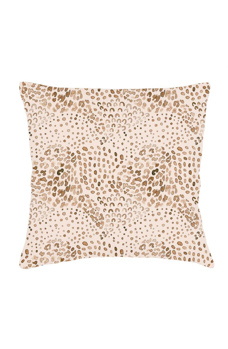Anaya Brown Cheetah Velvet Pillow with Down Alternative Insert, Main, color, Brown
