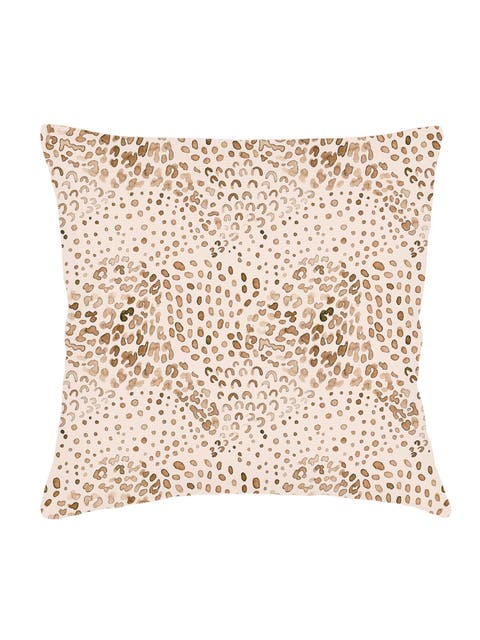 Brown Cheetah Velvet Pillow with Down Alternative Insert