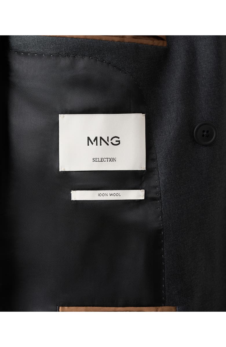 MANGO Double Breasted Wool Jacket, Alternate, color, Dark Heather Grey