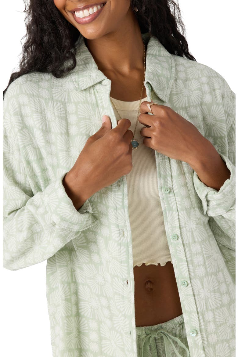 Leni Geo Print Oversize Crinkle Button-Up Shirt, Alternate, color, SEAFOAM