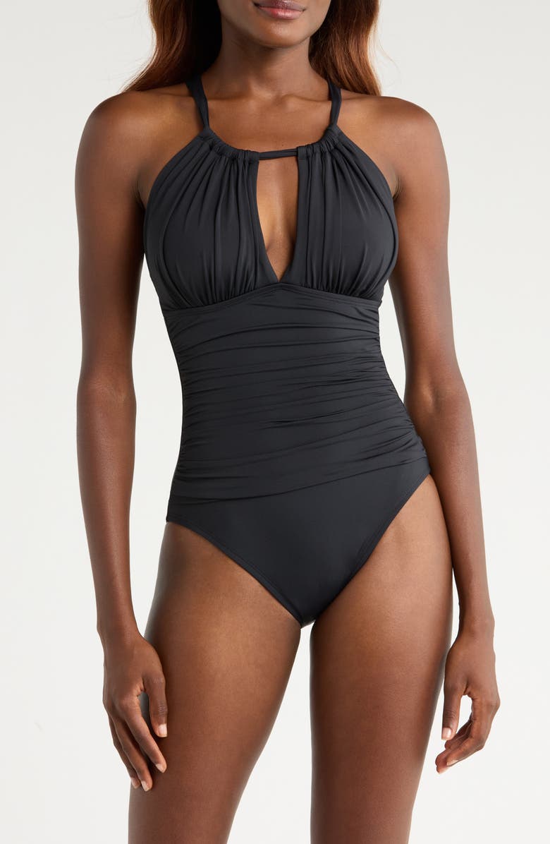 La Blanca Island Goddess Convertible High Neck One-Piece Swimsuit, Alternate, color, Black
