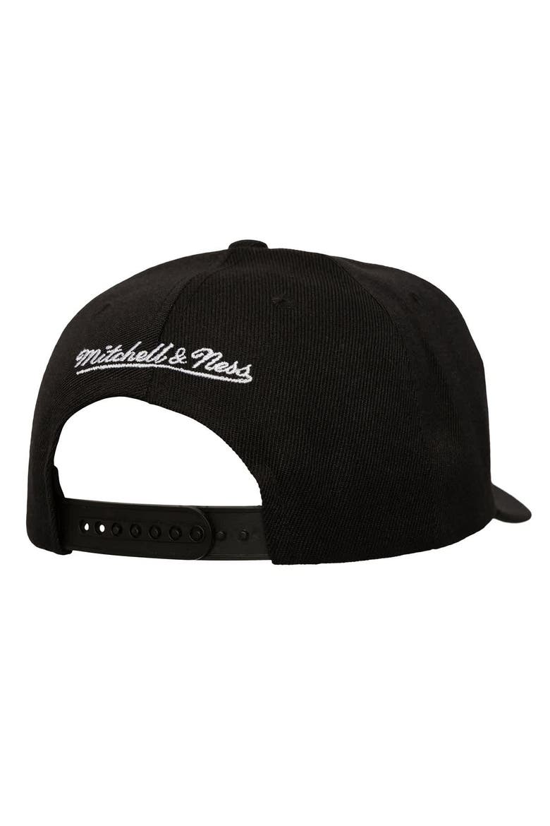 Men's Mitchell & Ness  Black San Jose Sharks Busted Logo Wordmark Wrap-Around Pro Pinch Adjustable Hat, Alternate, color, Black