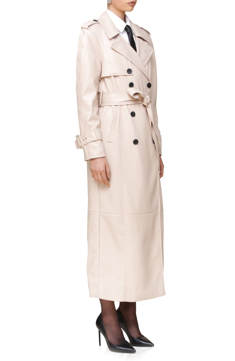 Avec Les Filles Faux-Ever Leather<sup>™</sup> Maxi Trench Coat, Alternate, color, Birch