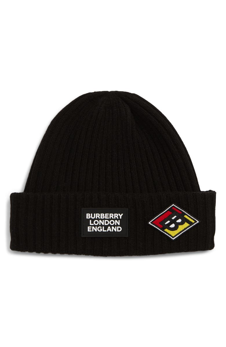 Burberry Logo Patch Wool Beanie, Main, color, 