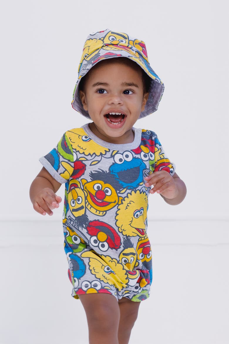 One Piece Romper and Hat Set, Alternate, color, Light Grey Heather