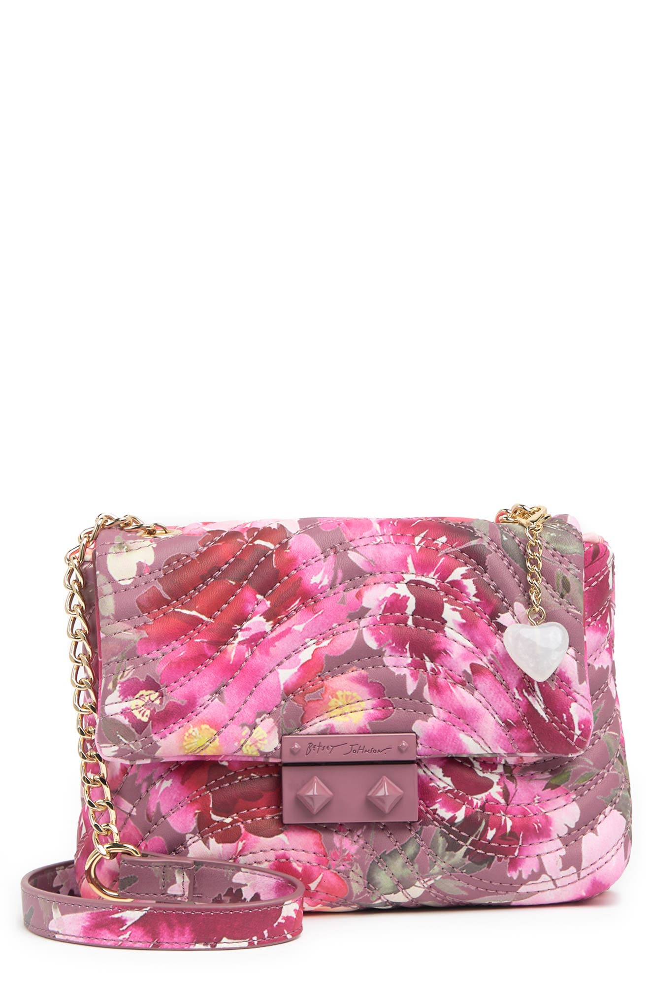 Betsey Johnson Ellie Quilted Crossbody, Main, color, 