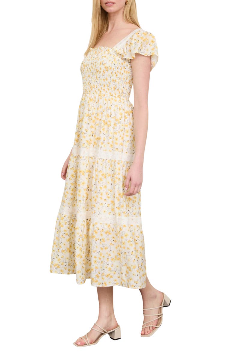 Tiered Midi Dress, Alternate, color, YELLOW MULTI