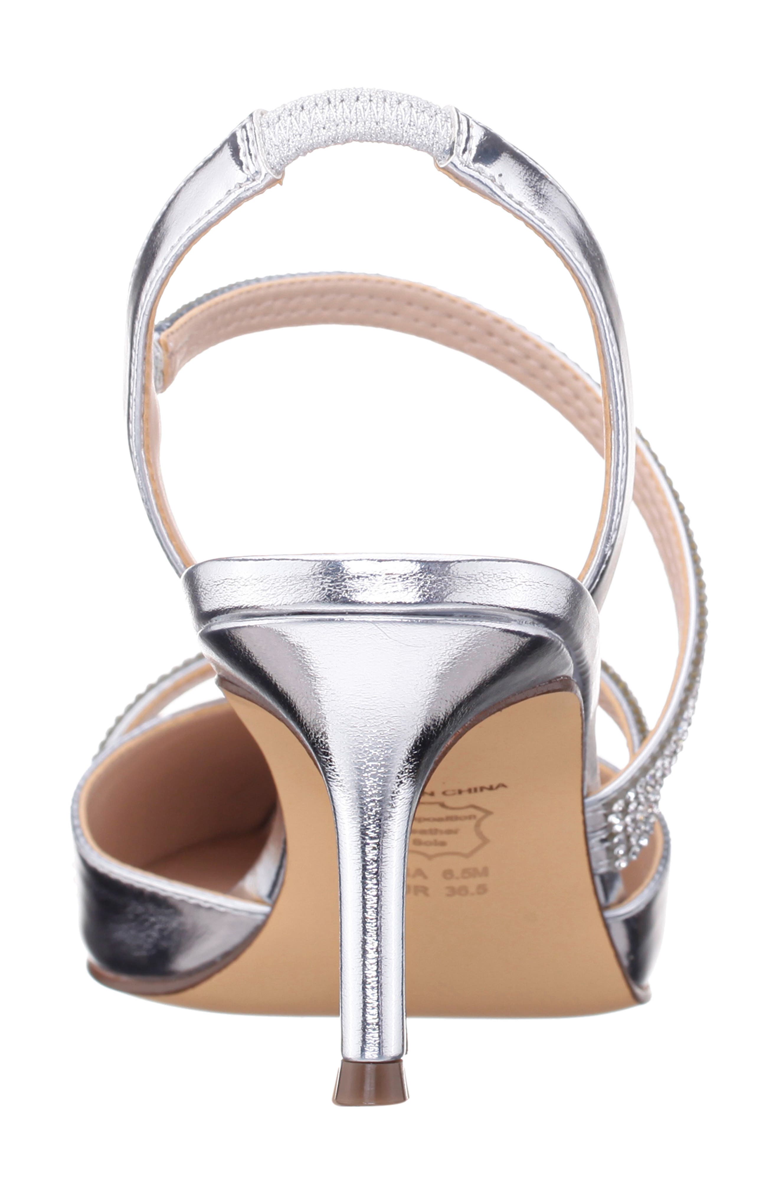 Nina Nela Slingback Pointed Toe Pump, Alternate, color, Silver