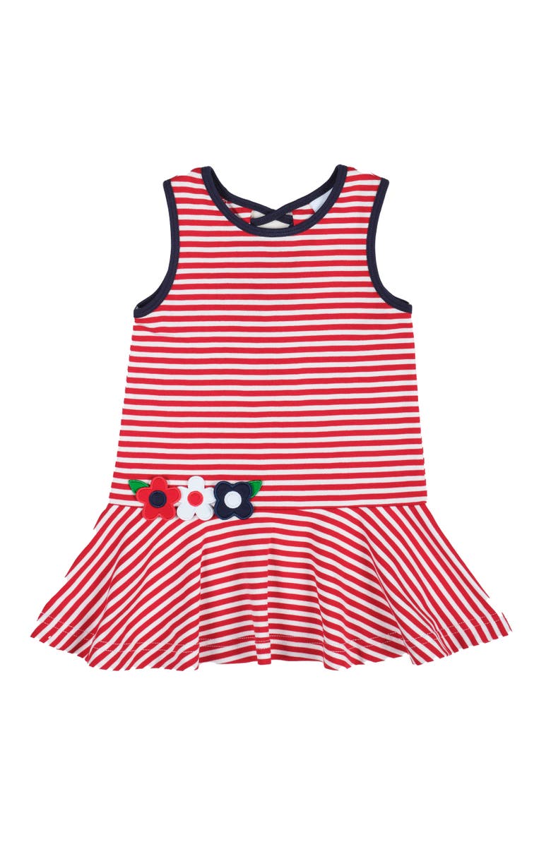 Florence Eiseman Stripe Knit Dress With Flowers, Main, color, Red / White