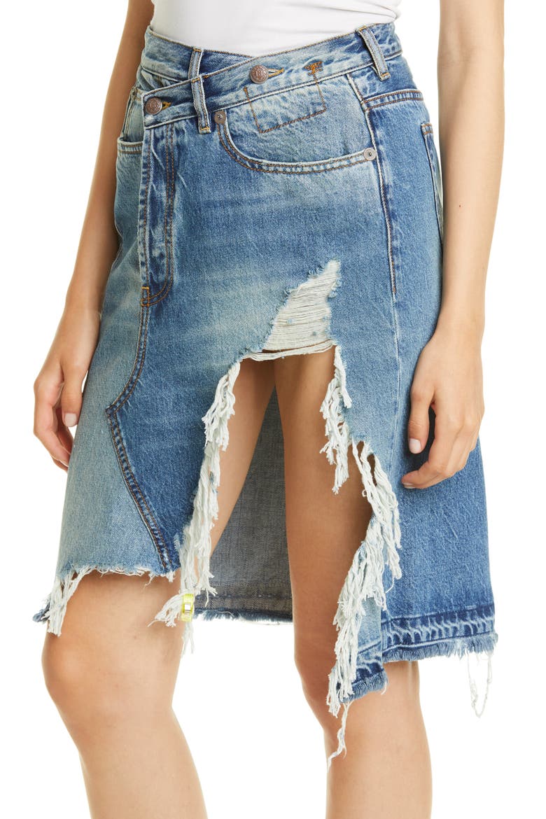 Norbury Ripped Crossover Denim Skirt, Alternate, color, JASPER