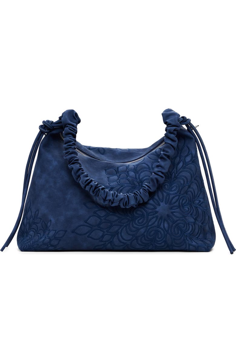 Desigual Mandala Embossed Faux Leather Shoulder Bag, Main, color, Dark Blue