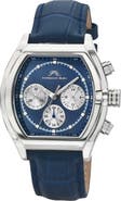 PORSAMO BLEU Roman Chronograph Croc Embossed Leather Strap Watch, 42mm