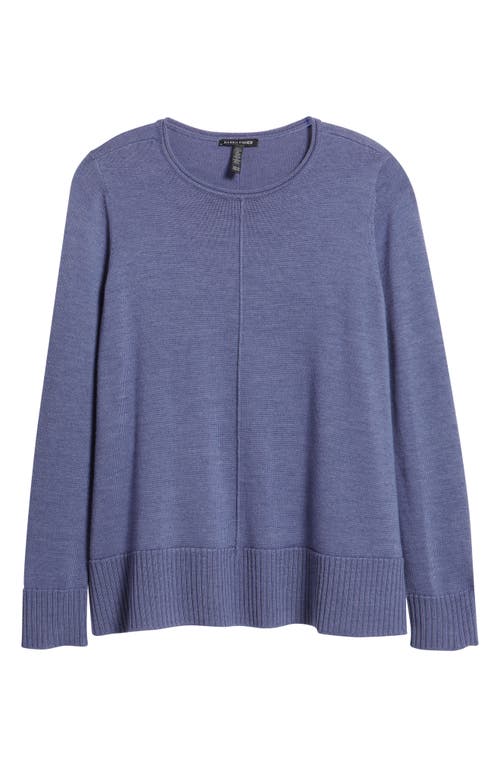 Eileen Fisher Crewneck Wool Sweater In Blue