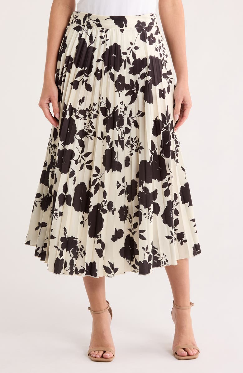 T Tahari Print Pleated Skirt, Main, color,