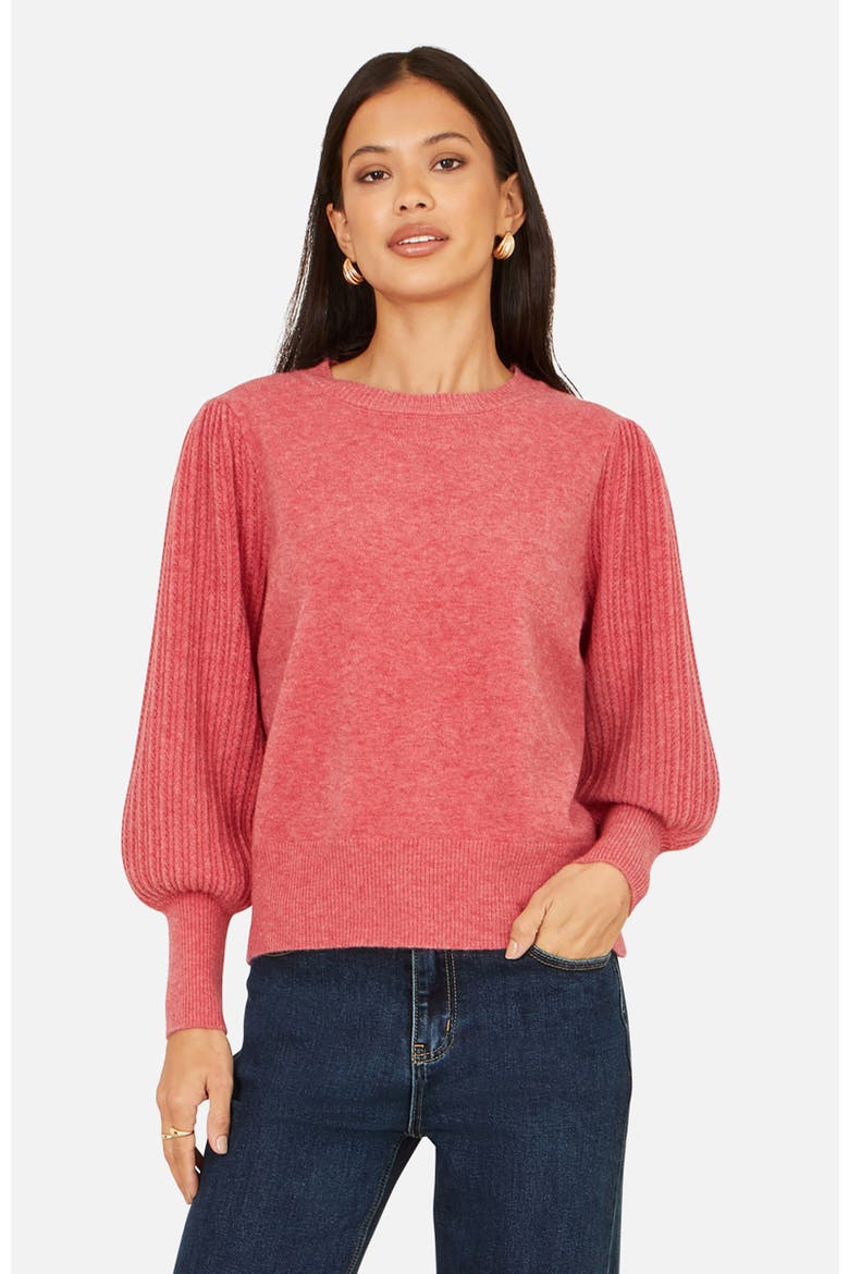 Knitted Balloon Sleeve Jumper, Main, color, Pink