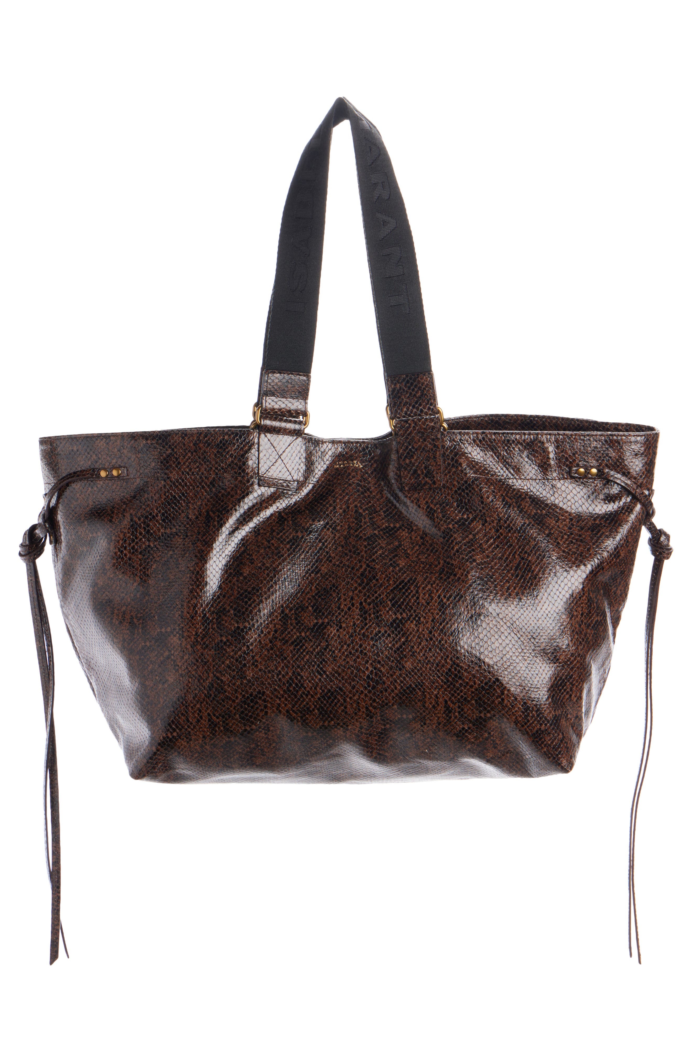 Large Wardy Snakeskin Embossed Leather Tote, Alternate, color, MOCHA 11MA