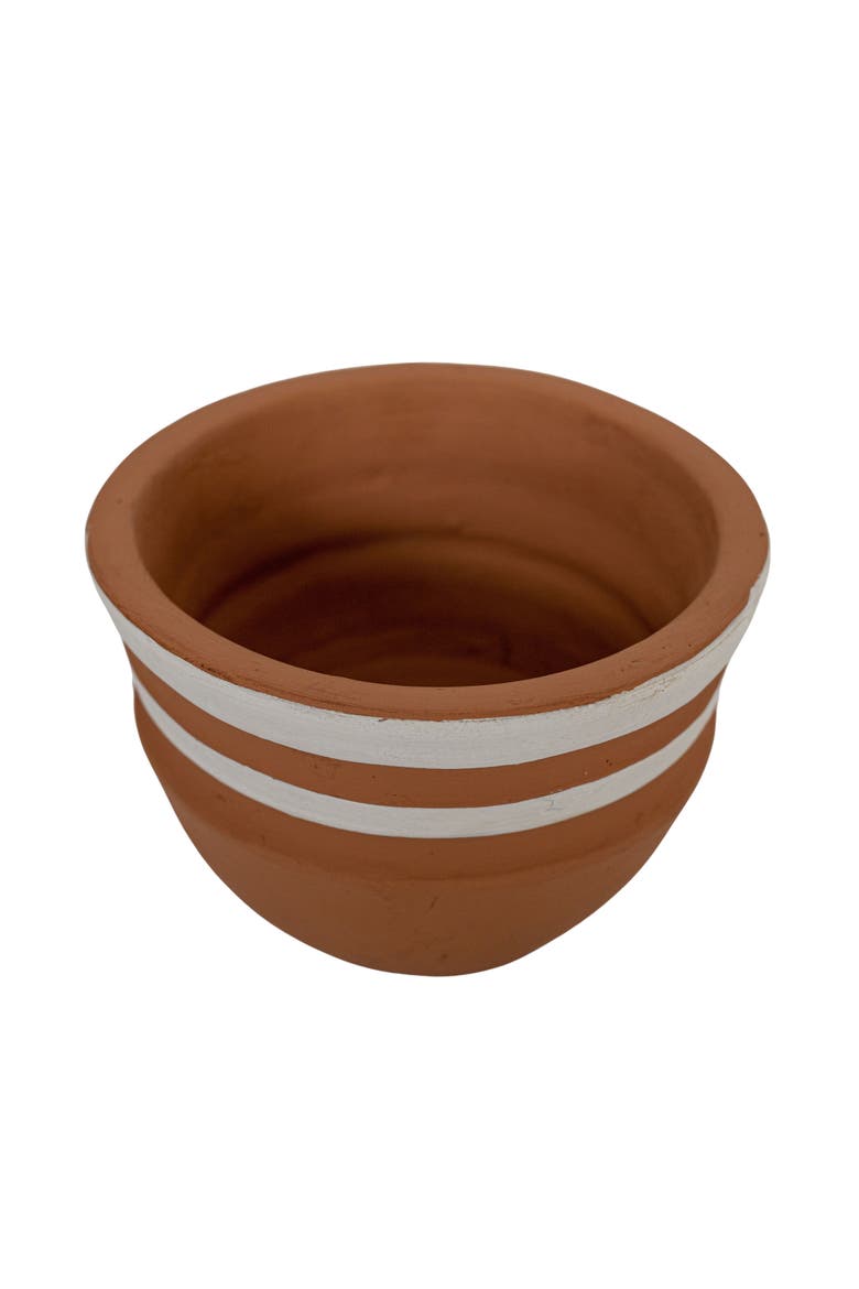 White Striped Terracotta Planter, Alternate, color, White