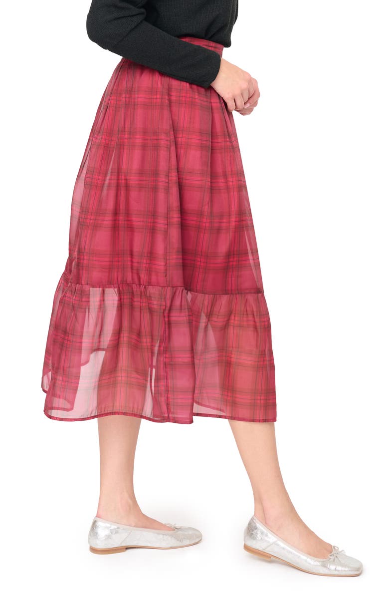 GIBSONLOOK Plaid Organza Tiered Skirt, Alternate, color, 