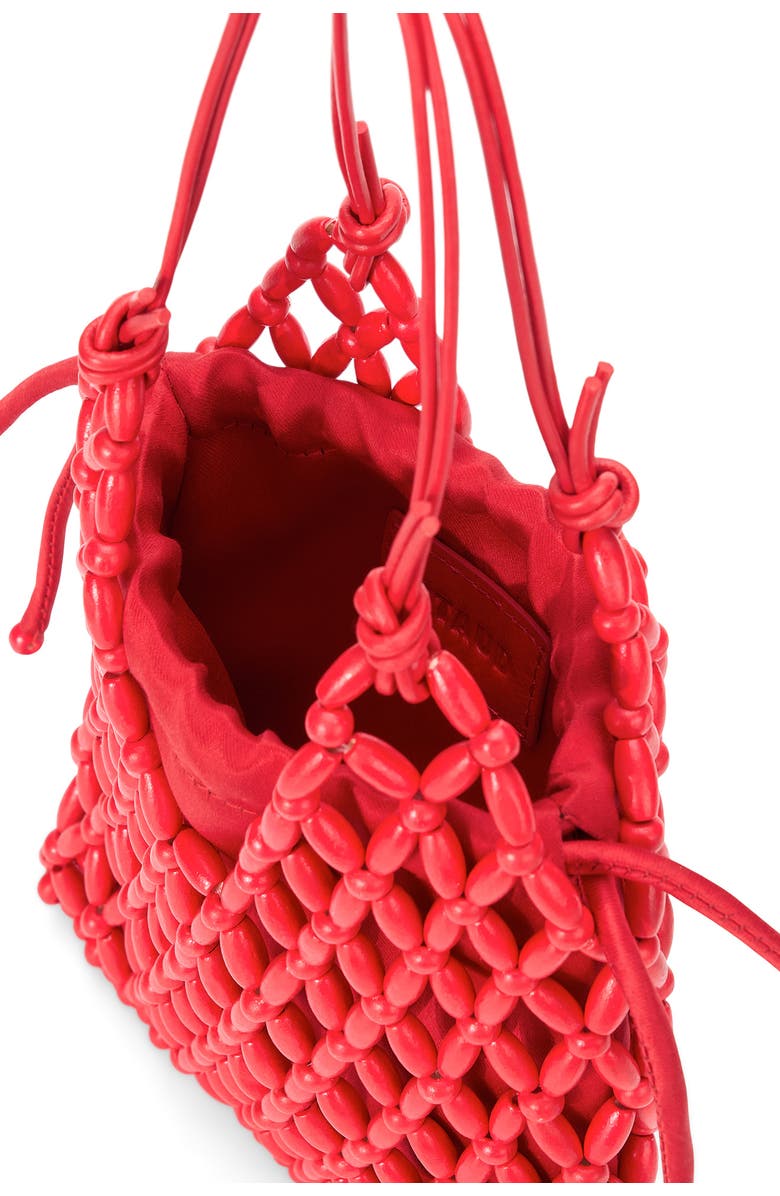 STAUD Karla Wood Beaded Shoulder Bag, Alternate, color, Red Rose