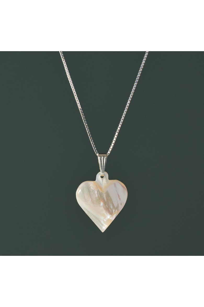 Mother of Pearl Heart Pendant Necklace, Alternate, color, White/Natural