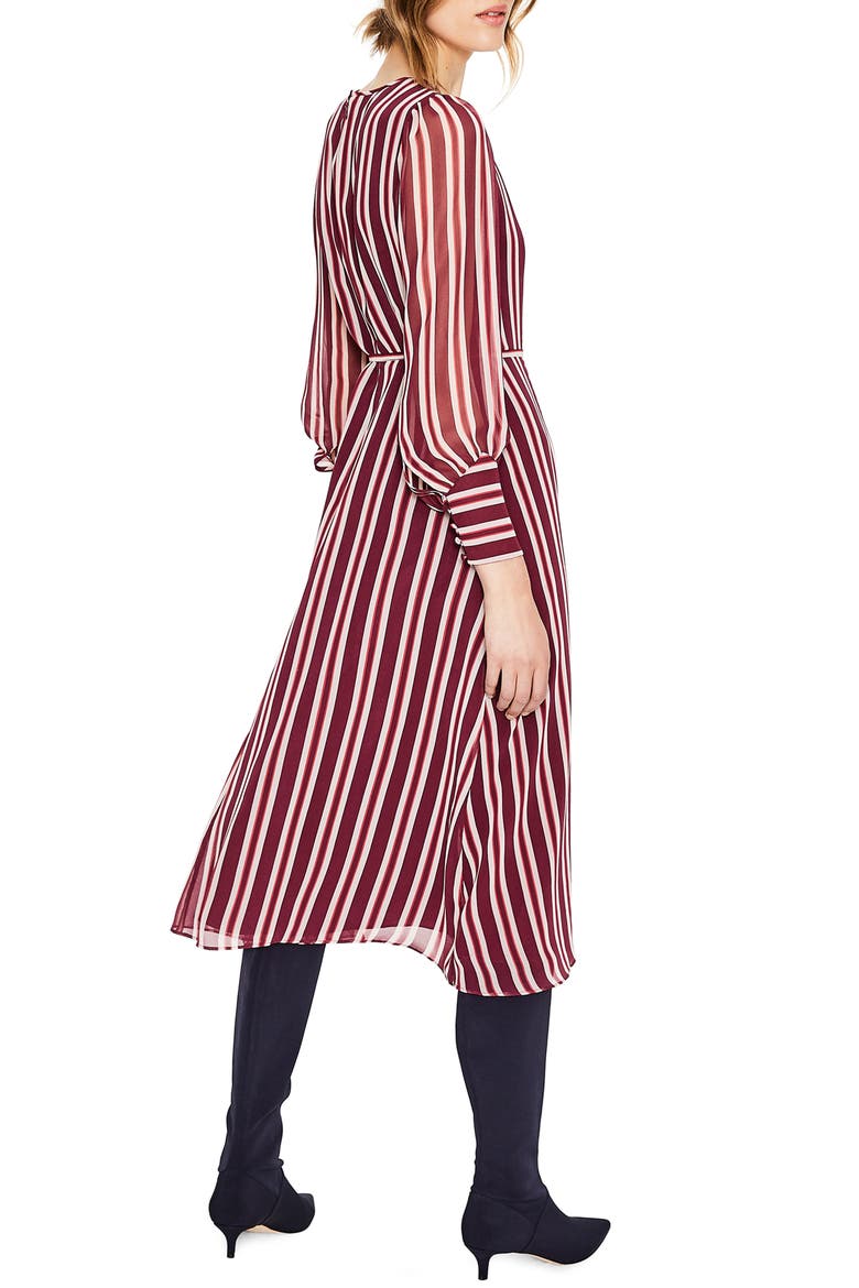 Belted Stripe Midi Dress, Alternate, color, MULLED WINE MILKSHAKE STRIPE