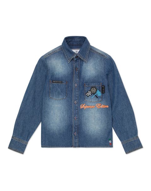 Denim Shirt Ls Cars Racing Boy