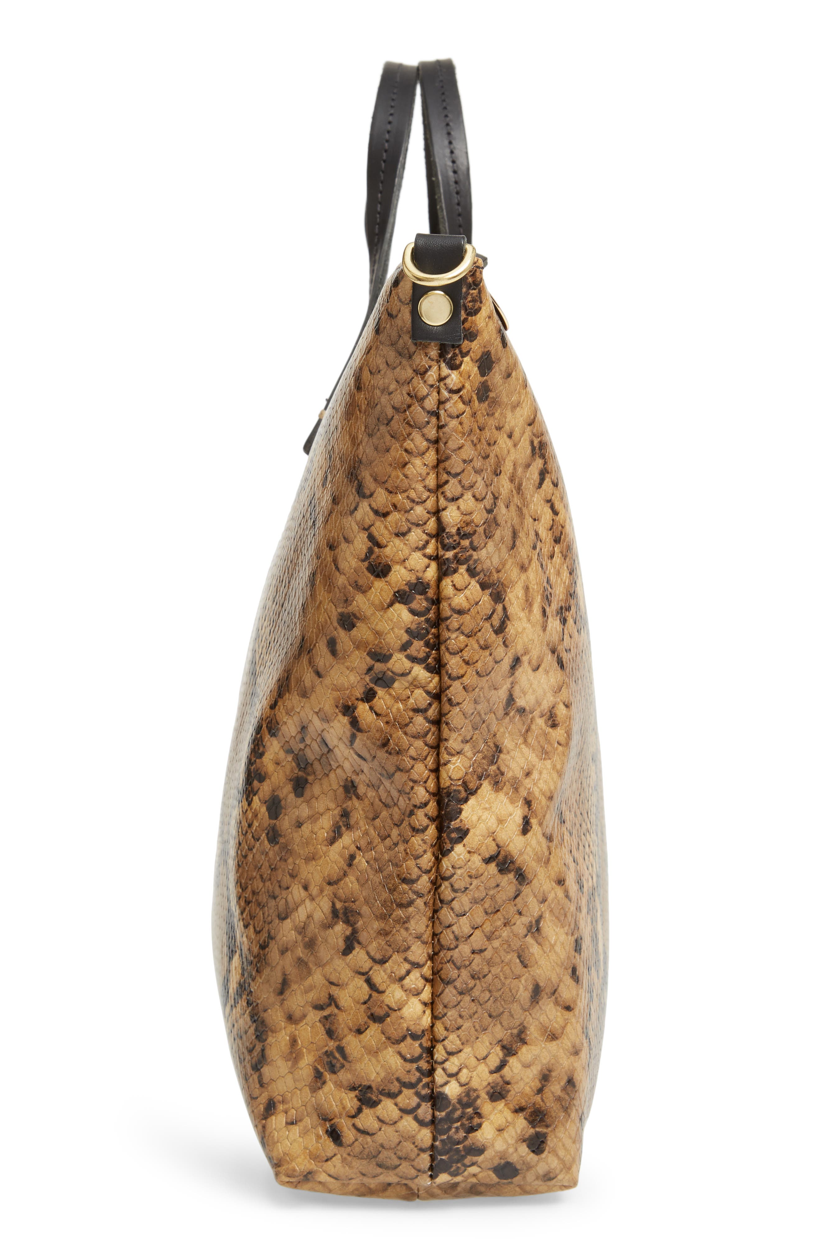 Clare V. Attache Snake Embossed Goatskin Leather Tote, Alternate, color, 