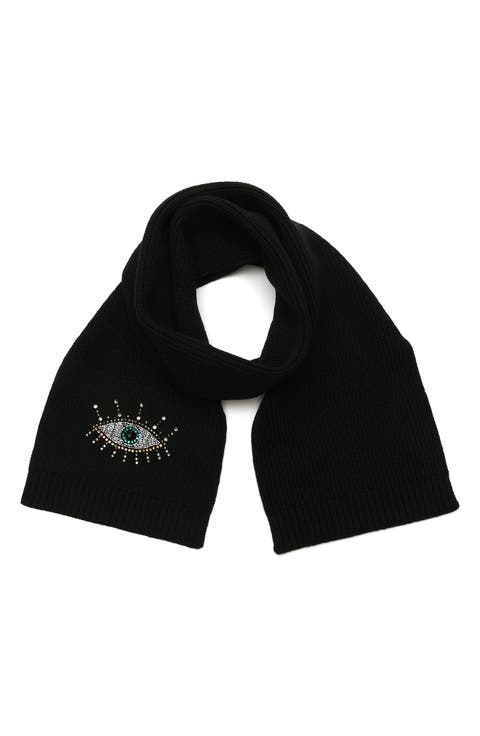 Evil Eye Crystal Embellished Scarf